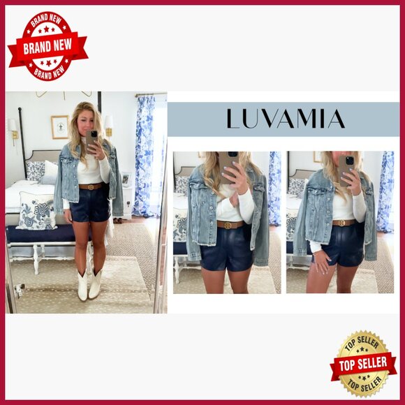 Distressed Denim Jacket Women's Vintage Western Trucker Frayed Hem Regular Fit - Picture 7 of 7